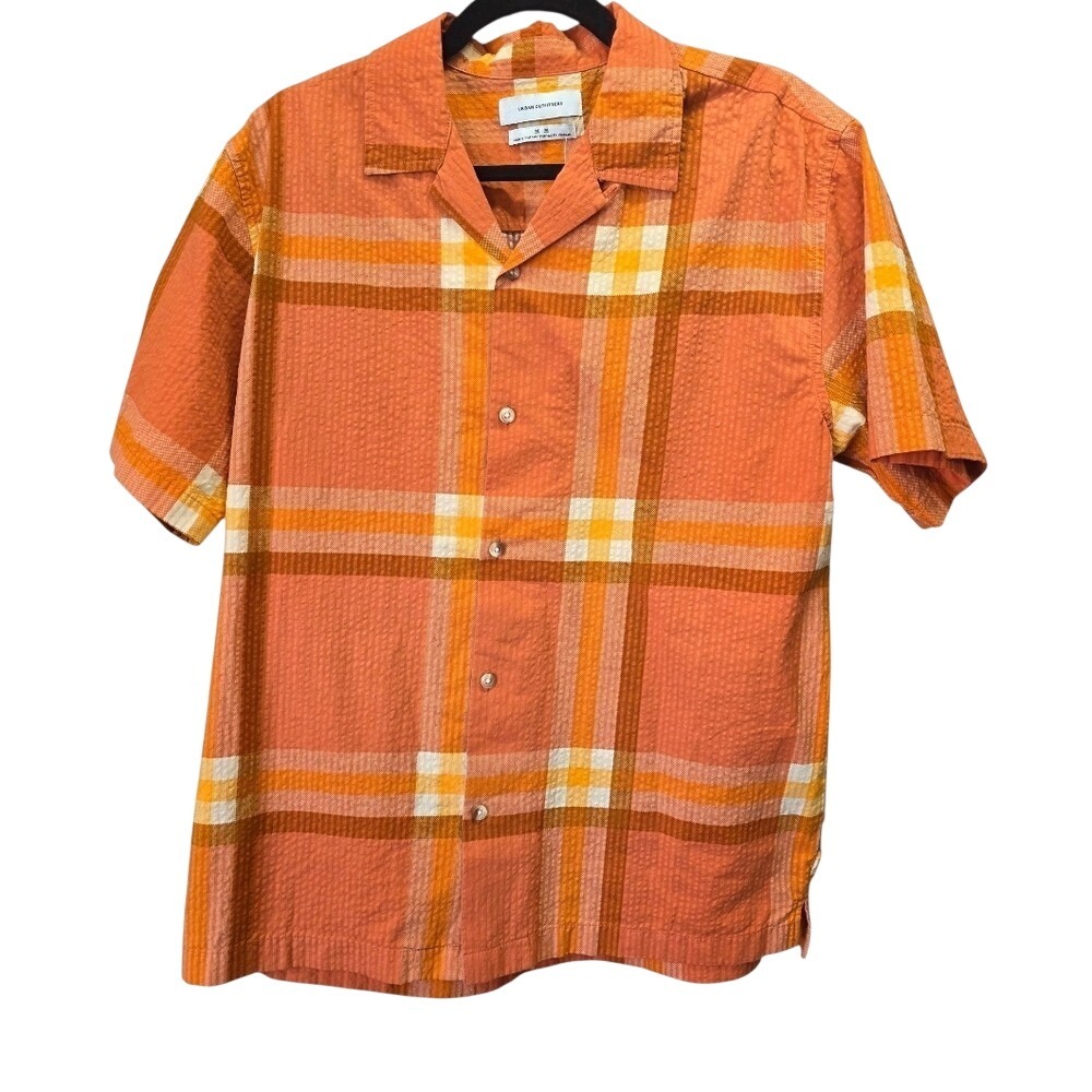 NWT Urban Outfitters Plaid Shirt M‎ Terra Cotta Short Sleeve  Retro 70's Vibe